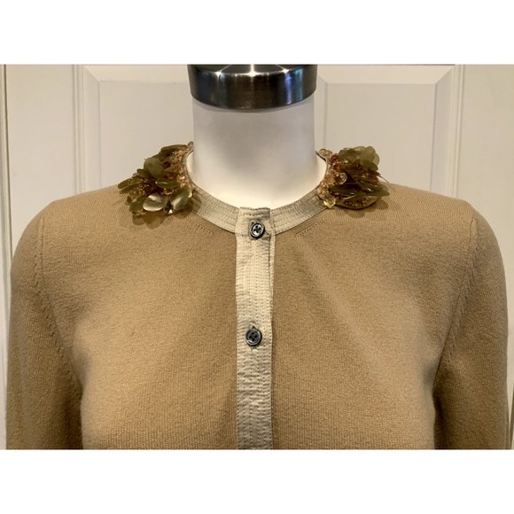 Marc Jacobs Tan Button-up Cardigan W/ Jewel Collar, Size Small - Picture 2 of 7